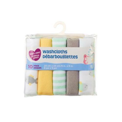 Parent's Choice 10-Pack Washcloth Set, Neutral, Pack of 10