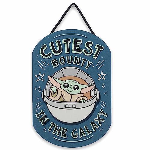 Disney Star Wars The Child Cutest Bounty In The Galaxy Hanging Wood Wall Decor - Cute Grogu Sign for Kids' Bedroom or Nursery