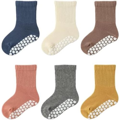Zumou Toddler Non Slip Crew Socks Anti Skid for Baby Little Boys Girls Kids