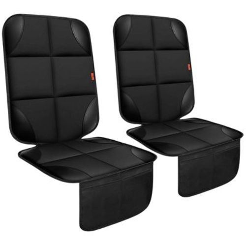 Itopfox Car Seat Protector 2 Pack with Thick Padding, Waterproof 600D Fabric, Non-Slip Backing, Mesh Pockets for Baby and Pet, Universal Fit