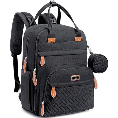 BabbleRoo Waterproof Diaper Bag Backpack - Baby Essentials Travel Tote - Multi function with Changing Pad, Stroller Straps & Pacifier Case - Unisex, Light Gray