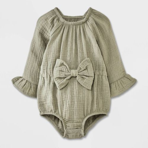 Grayson Mini Baby Girls' Bow Romper, Color: Green, Size: Infant6-9M
