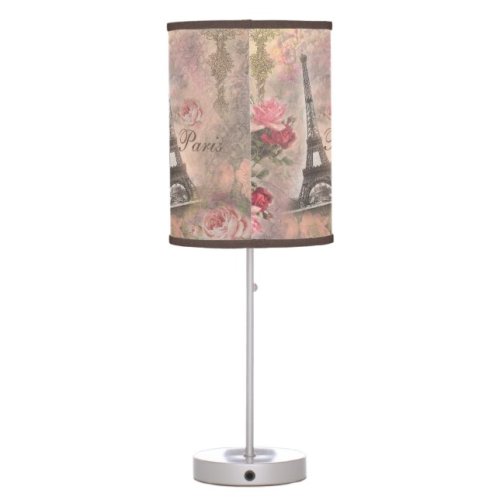 Shabby Chic Eiffel Tower and Roses Collage Table Lamp | Zazzle