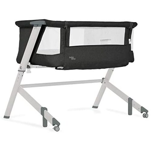 Evolur Stellar Bassinet and Bedside Sleeper, Easy to Fold and Carry, Lightweight and Portable Baby Bassinet, Height Adjustable, Mattress Pad Included, Black