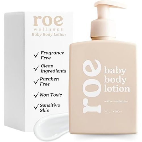 Roe Wellness- Baby Lotion Moisturizer Fragrance-Free | Great For Sensitive Skin Lightweight Moisturizing Lotion | For Babies, Infants, Kids and More
