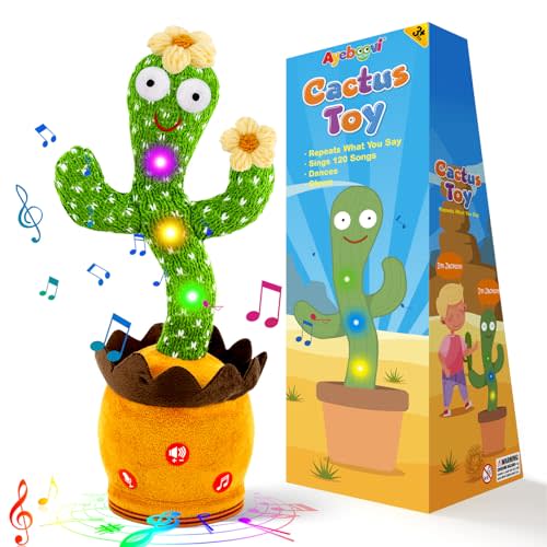 Ayeboovi Dancing Talking Cactus Toy, Singing Recording Cactus Baby Toys, Funny Talking Cactus Repeating Toys for Kids, Adjustable Volume Sunny Cactus Mimicking Toy with 120 Songs for Boys and Girls