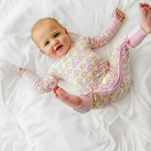 Pastel Rainbows Crescent Zippy - Little Sleepies