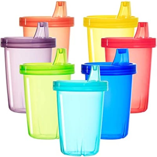 Youngever 7 Pack Kids Sippy Cups - 7 Assorted Color Sippy Cups for Infant, Toddler