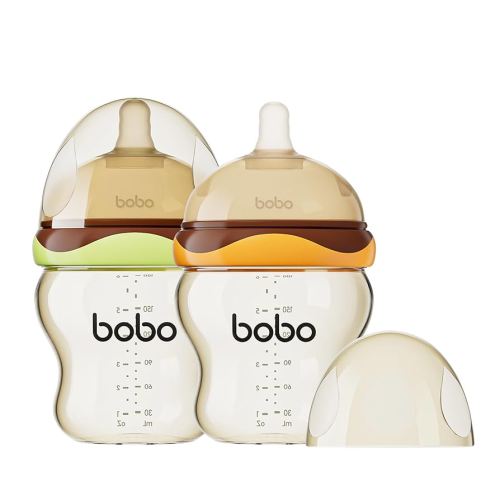 YOHKOH Baby Bottles - Newborn Wide Neck Baby Bottles with Slow Flow Breast-Like Nipple, PPSU Anti-Colic Bottles Breastfeeding System (Multicolour, 6oz (Pack of 2))