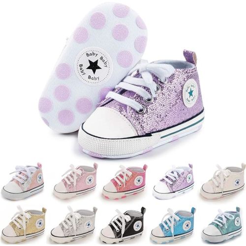 Meckior Baby Girls Boys Canvas Sneakers Soft Sole High-Top Ankle Infant First Walkers Crib Shoes