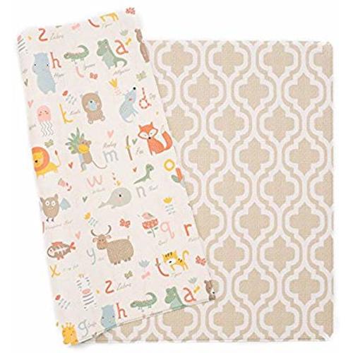Baby Care Play Mat - Haute Collection (Medium, Moroccan - Beige) - Play Mat for Infants – Non-Toxic Baby Rug – Cushioned Baby Mat Waterproof Playmat – Reversible Double-Sided Kindergarten Mat