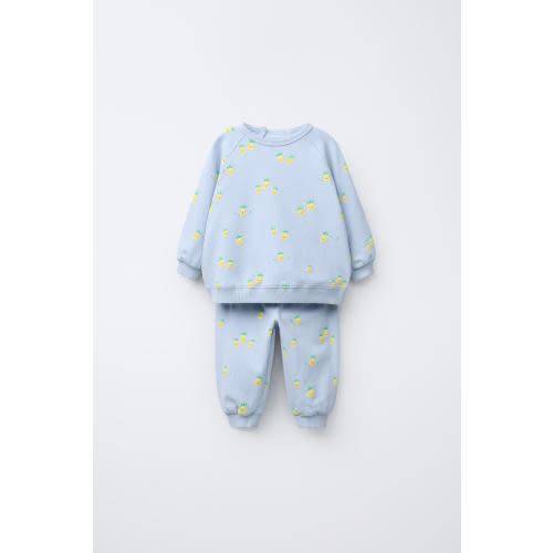 PRINTED SWEATSHIRT AND PANTS SET - Light blue | ZARA United States