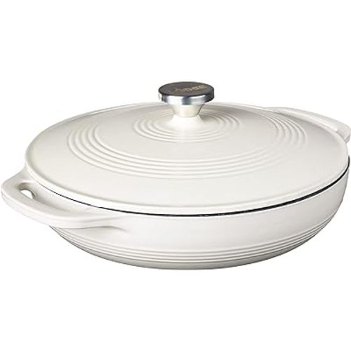Amazon.com: Lodge 3.6 Quart Enameled Cast Iron Oval Casserole With Lid– Dual Handles – Oven Safe up to 500° F or on Stovetop - Use to Marinate, Cook, Bake, Refrigerate and Serve – Oyster White: Home & Kitchen