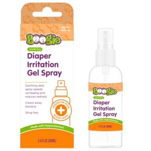 Boogie Hypochlorous Acid Diaper Irritation Gel Spray, Baby Essentials for Diaper Rash, Soothing Cleansing Spray, 3.4oz