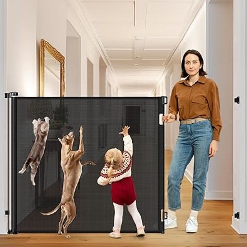 48 Inch Extra Tall Baby Gate Retractable Baby Gates Extra Wide Retractable Dog Gate 85" Wide retractable Cat Gate Extra Tall Dog Gate for Doorway Outdoor Retractable Gate 4ft Tall Pet Gate for Stair