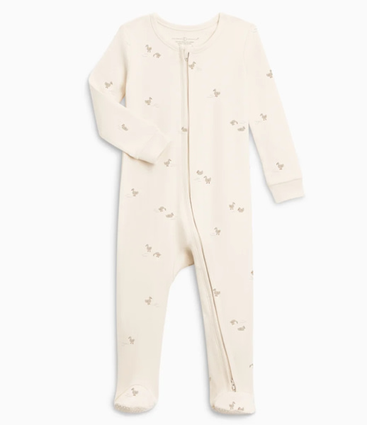Peyton Zipper Sleeper | Duck / Oat + Chai | Size: 3-6M