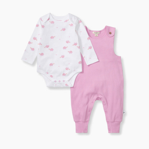 Burt's Bees Baby Organic Cotton Tortoise Jumpsuit & Bodysuit Set - Pink Tortoise, 6-9 M