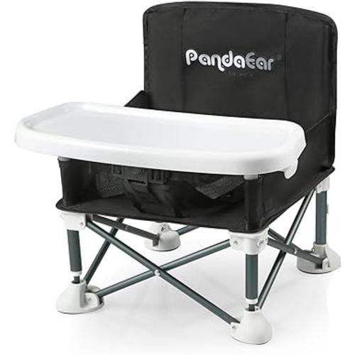 PandaEar Portable Baby Seat Travel| Compact Fold with Straps for Indoor/Outdoor Use| Great for Camping, Beach, Lawn |Toddlers, Kids, Boys, Girls (Black)