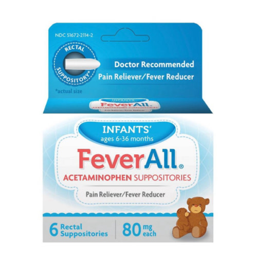 Taro Rx FeverAll Infant Pain Reliever & Fever Reducer Suppository - Acetaminophen - 6ct