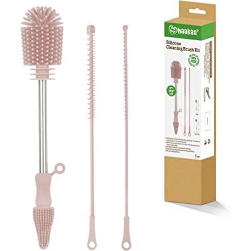 Haakaa Silicone Cleaning Brush Kit - Blush, Pink