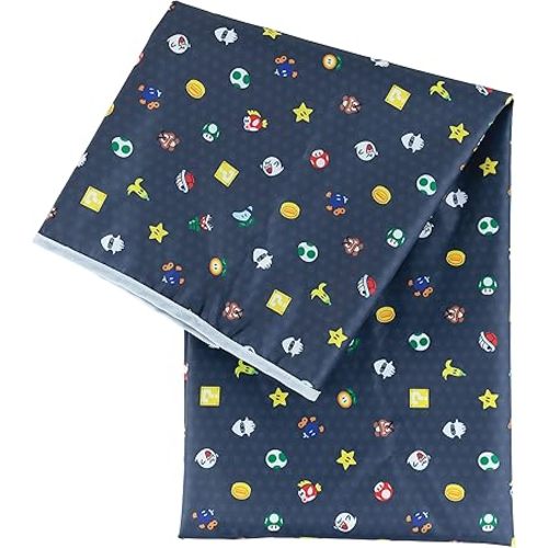Bumkins Baby Splat Mat for Under High Chair, Babies Toddlers Eating Mess Mat, Waterproof Reusable Cloth for Arts and Crafts, Playtime Mat for Kids, Floor or Table, 42inx42in, Nintendo Super Mario