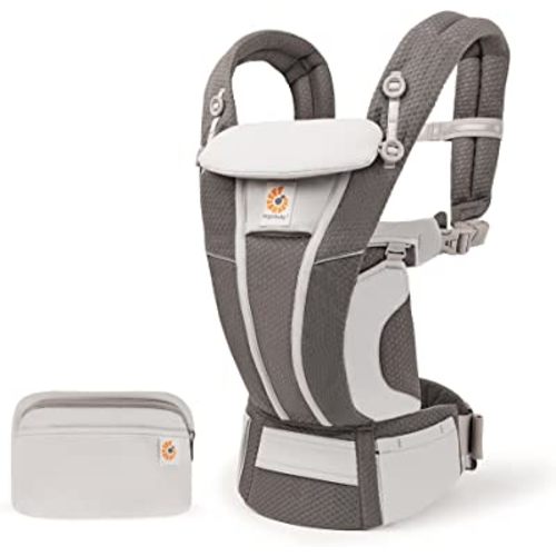 Ergobaby Omni Breeze All Carry Positions Breathable Mesh Baby Carrier with Enhanced Lumbar Support & Airflow (7-45 Lb), Mosaic Grey
