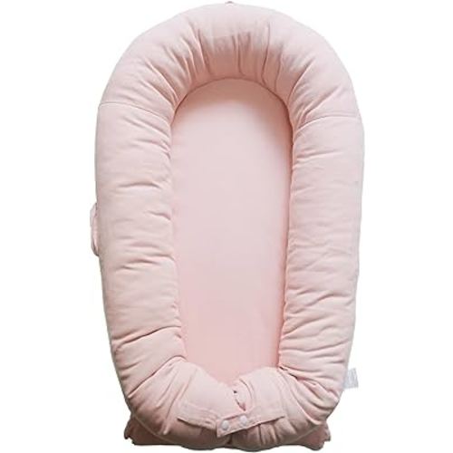 Deluxe Infant Lounger, Baby Nest Cover for Baby Girls & Boys, Newborn Essentials for Baby 0-12 Months, 100% Cotton, Co Sleeper Portable Travel Bed (Mistyrose)