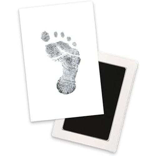 Pearhead Newborn Baby Handprint and Footprint Kit - No Mess Clean-Touch Ink Pad With Impression Cards, Safe for Skin, Perfect Keepsake for Family, Acid-Free, Smudge-Proof, Black, 3 Piece Set