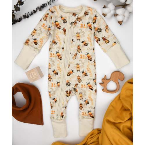 Organic Cotton Baby Pajamas 2-Way Zip Front Zipper Sleeper, Cinnamon