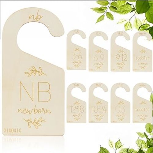 Wooden Baby Closet Dividers,Set of 9 Durable Nursery Closet Organizer,Nursery Closet Dividers for Newborn to 36 Month Nursery Decor Dividers,Home and Nursery Infant Baby Clothes (9)