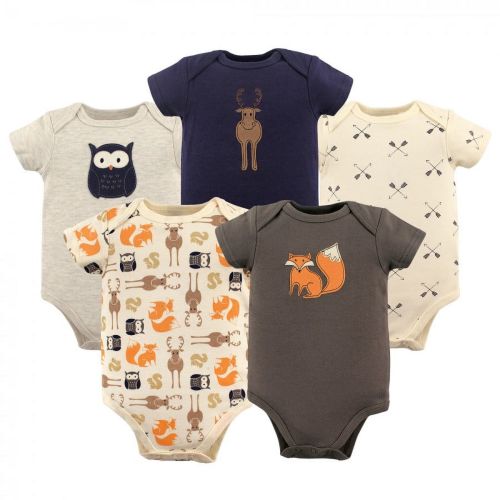 6-9 months Hudson Baby Short Sleeve Bodysuits, 5-Pack