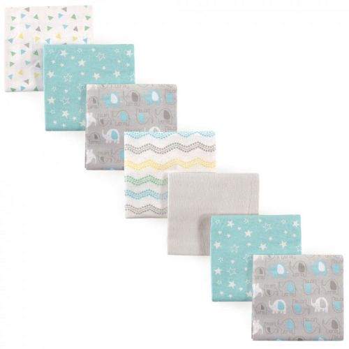 Luvable Friends Newborn Infant Baby Cotton Flannel Receiving Blankets, Basic Elephant 7-Pack