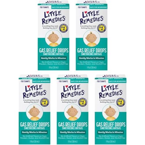 Little Remedies Gas Relief Drops, Natural Berry Flavor, Safe for Newborns, 1 fl oz. (Pack of 5)