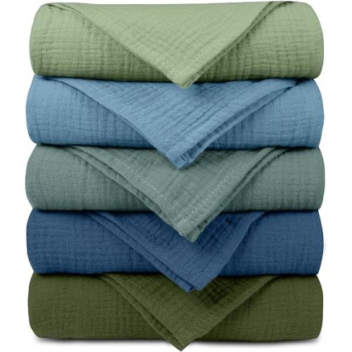 Muslin Receiving Blankets 5 Pack, Soft Swaddle Wraps for Newborn Babies