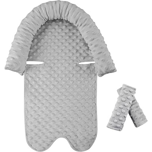 Pea Pod Car Seat Head Support Infant Baby Carseat Head Support & Strap Covers for Newborns Ultra Soft Minky Dotted Fabric Infant Car Seat Cushion Perfect for Baby Carseats, Strollers, and Bouncers