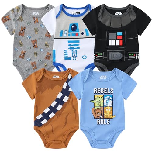 STAR WARS Grogu Boys 5 Pack Bodysuit for Infants