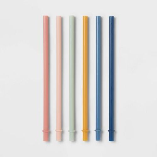 Kids' 6pc Plastic Rainbow Tumbler Straws - Pillowfort™: Bpa-free, Dishwasher-safe, Reusable For Cold Beverages