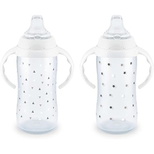 NUK Learner Cup, 10 Oz, Pack of 2, Disney's Stitch – Soft Spout, Easy-Grip Handles, BPA Free, Spill Proof Transition Sippy Cup