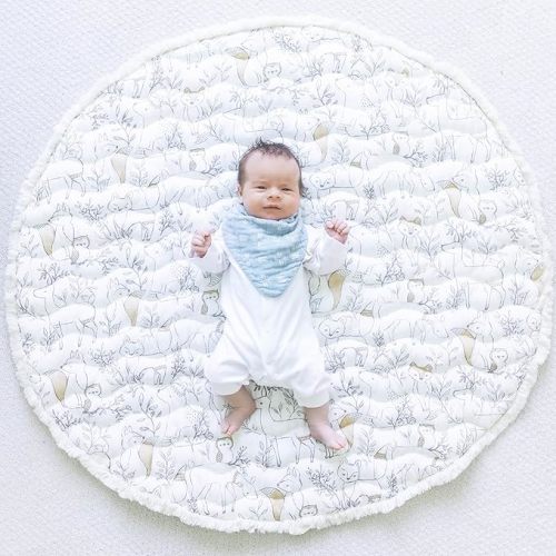 Crane Baby Baby Activity Mat, Woodland Animal Nursery Decor, Reversible Infant Play Mat for Tummy Time and Floor Activities, Infant Play Mat, 40" X 40"