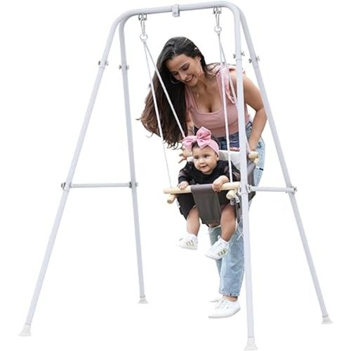 Baby Swing, Toddler Swing, Baby Swing with Stand,Swing Set for Infant,Outdoor Indoor Swing Set with Canvas Cushion Seat