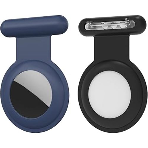 AirTag Holder with Safety Pin(2 Pack, Black), Hidden Wearable AirTag Case with Badge Brooch Clip for Clothes of Kids, Teens, Toddler. Compatible with Apple Air Tag GPS Tracker