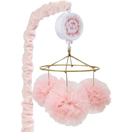 Lambs & Ivy Secret Garden Pink Pom Pom Musical Baby Crib Mobile Soother Toy
