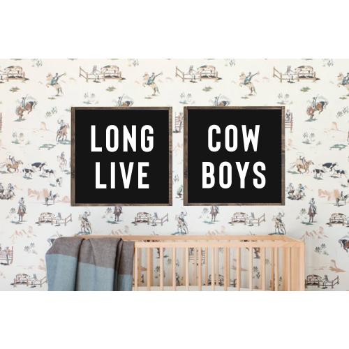 Long Live Cowboys Wood Sign: Black Cowboy Room Decor