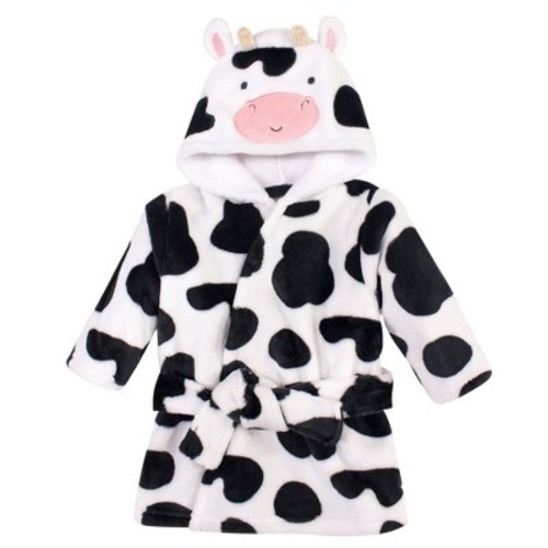 Hudson Baby Infant Unisex Plush Animal Face Bathrobe, Cow, 0-9 Months