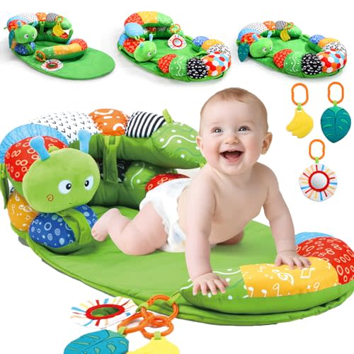 Tummy Time Pillow Mat for Baby, Detachable Caterpillar Play Mat for Newborns,Play Mat with Soft Baby Toys for Babies Boy Girl