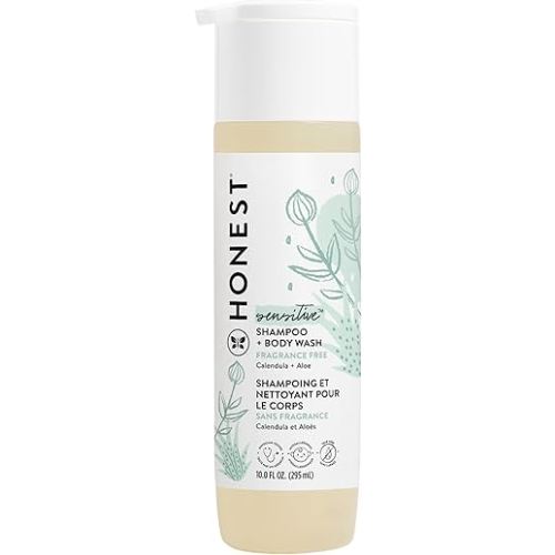 The Honest Company 2-in-1 Baby Shampoo & Body Wash, Fragrance-Free, Tear-Free, Hypoallergenic, Naturally Derived, Sensitive Skin, 10 fl oz