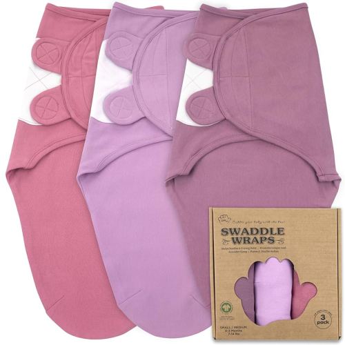 Bublo Baby Swaddles for Newborns – 3-Pack Infant Swaddles 0-3 Months – Adjustable Swaddle Sleep Sack – Soft Organic Cotton Baby Wrap for Safe & Cozy Sleep (Maroon)