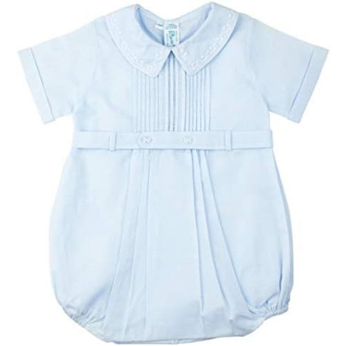 Feltman Brothers Baby Boy Romper Pintucked Creeper Baptism Christening