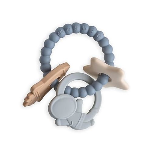 Mushie Silicone Space Teething Ring Toy