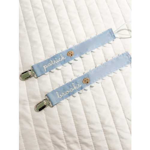 personalized puppy blue ric rac paci clip